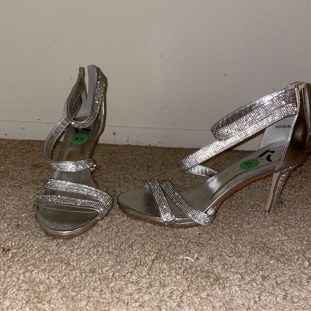 Rhinestone Silver Heels